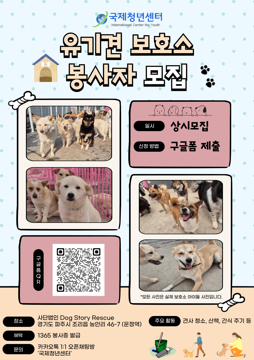 1365 파주 운정역 유기견 보호소 봉사자 모집
