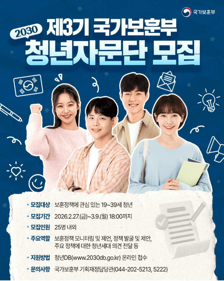 제3기 국가보훈부 2030청년자문단 모집