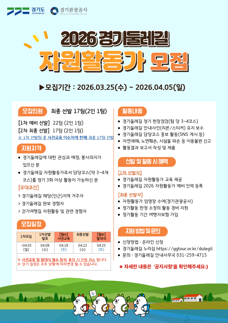 2026 경기둘레길 예비 자원활동가 모집